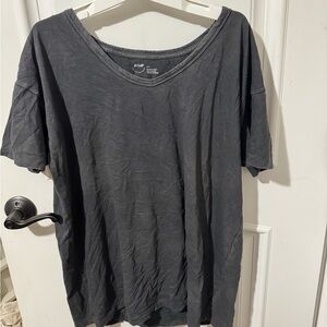 Aerie Charcoal V-Neck Short Sleeve Tee